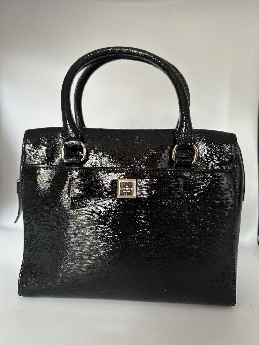 Patent Leather Satchel Kate Spade New York Black Textured Bow Satchel